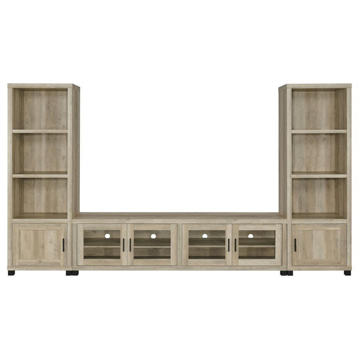 Sachin - 3 - Shelf Engineered Wood Media Tower - Distressed Pine Piers modern furniture Contempo Furniture
