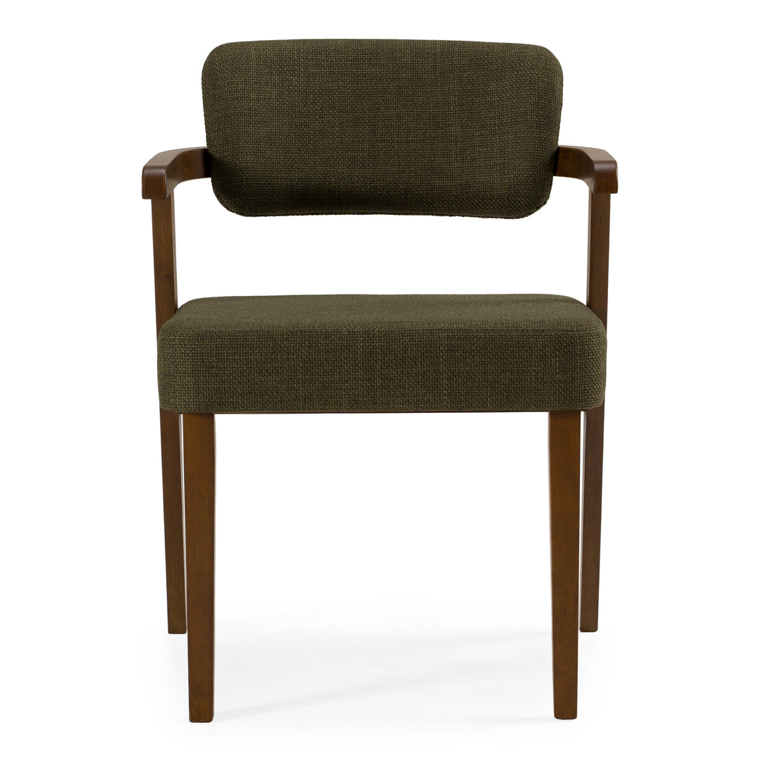Sacks  Mid-Century Modern Green Fabric + Walnut Dining Chair
