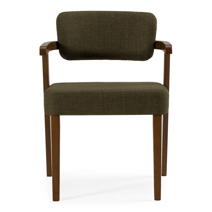 Sacks  Mid-Century Modern Green Fabric + Walnut Dining Chair