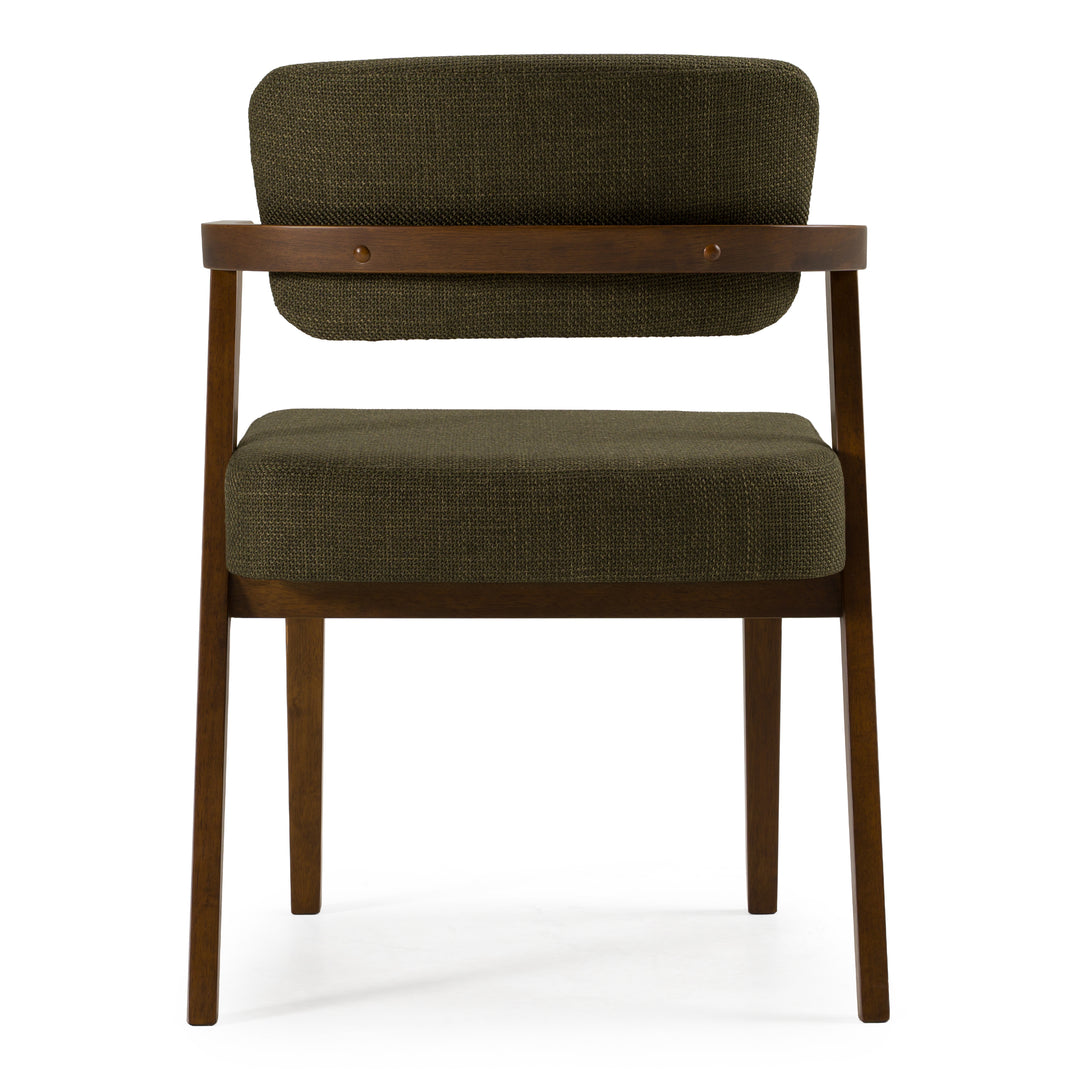 Sacks - Mid-Century Modern Green Fabric + Walnut Dining Chair