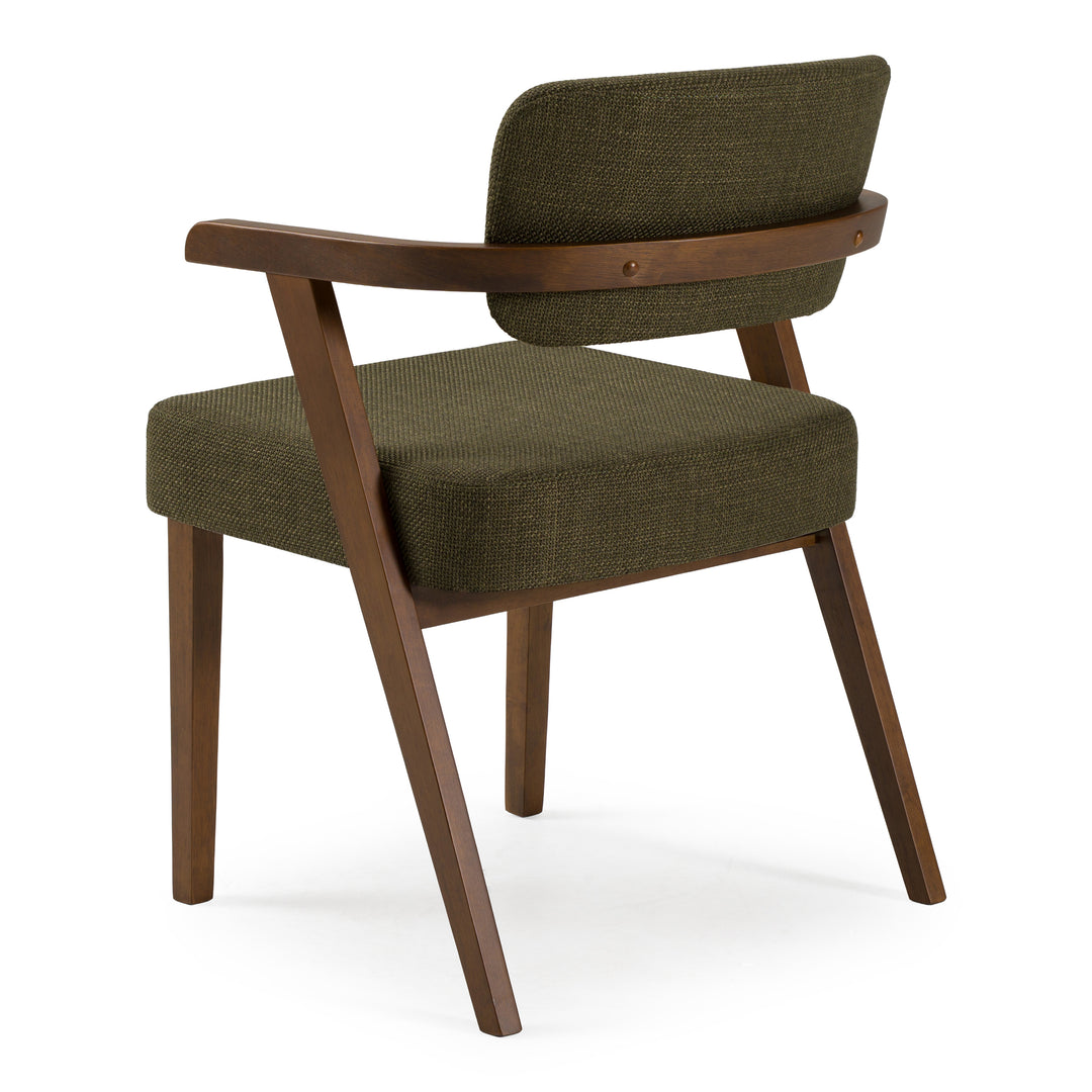 Sacks - Mid-Century Modern Green Fabric + Walnut Dining Chair