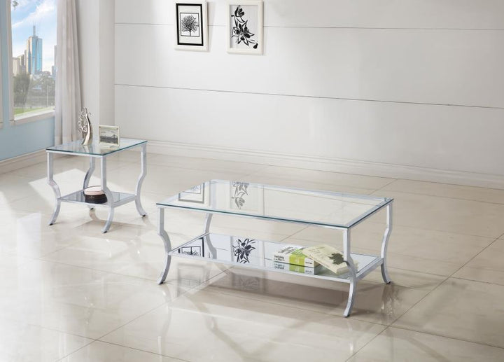 Saide - 2 Piece Glass Top Coffee And End Table Set - Chrome Table Set modern furniture Contempo Furniture