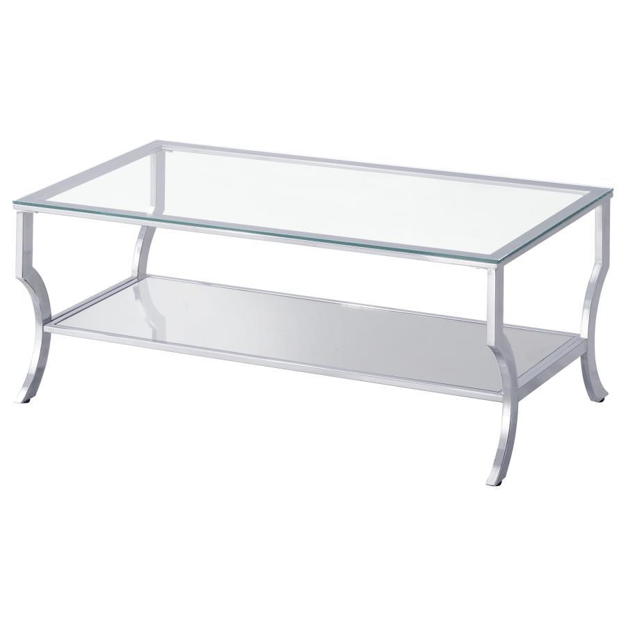 Saide - 2 Piece Glass Top Coffee And End Table Set - Chrome Table Set modern furniture Contempo Furniture