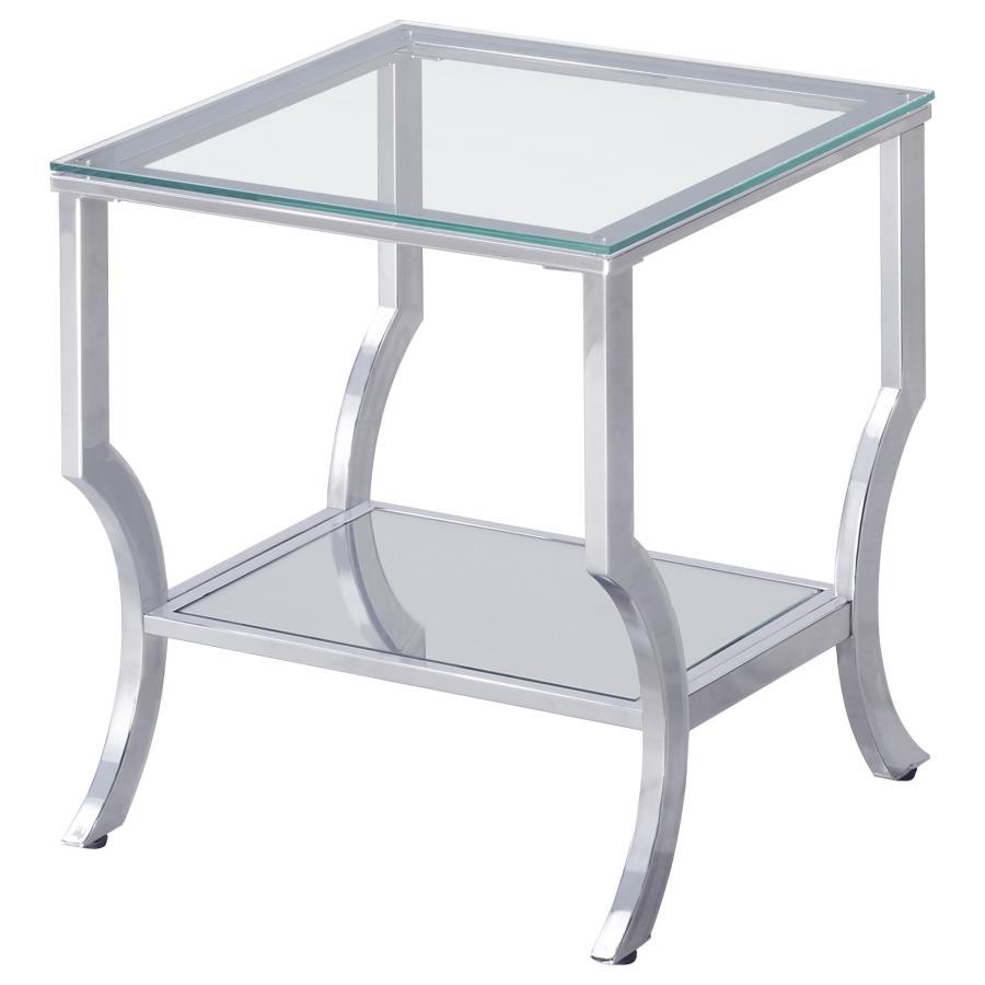 Saide - 3 Piece Glass Top Coffee And End Table Set - Chrome Table Set modern furniture Contempo Furniture