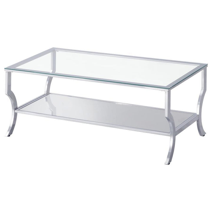 Saide - 3 Piece Glass Top Coffee And End Table Set - Chrome Table Set modern furniture Contempo Furniture