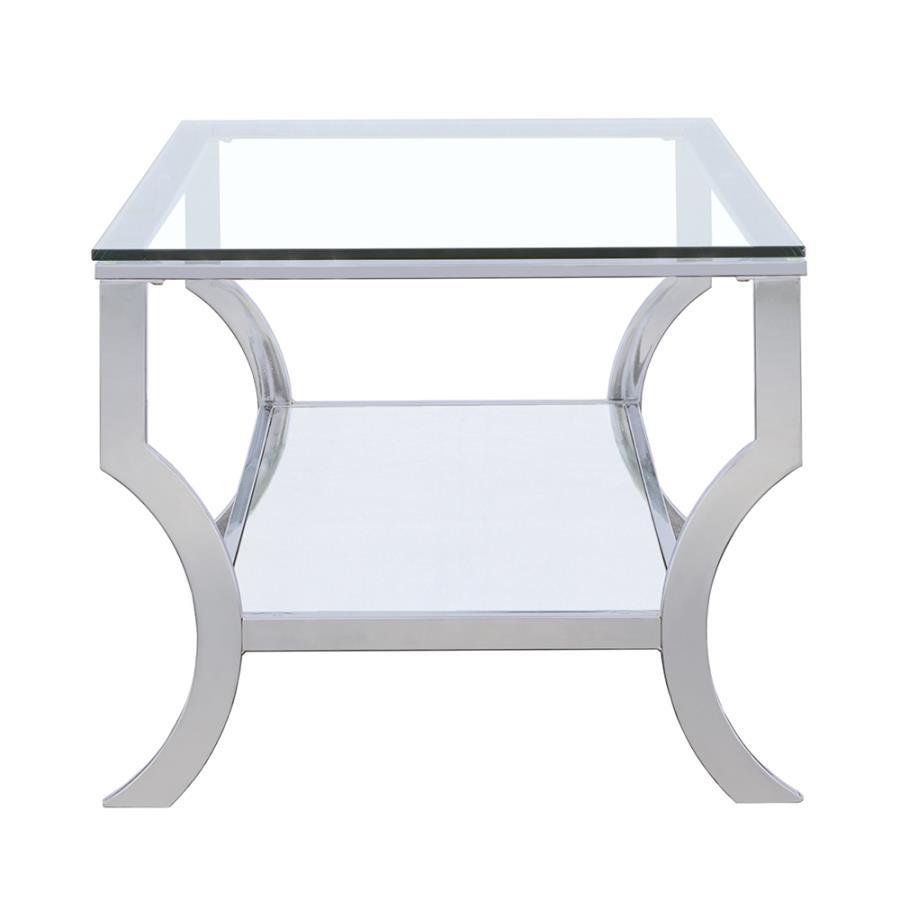 Saide - Rectangular Glass Top Coffee Table - Chrome Coffee Table modern furniture Contempo Furniture