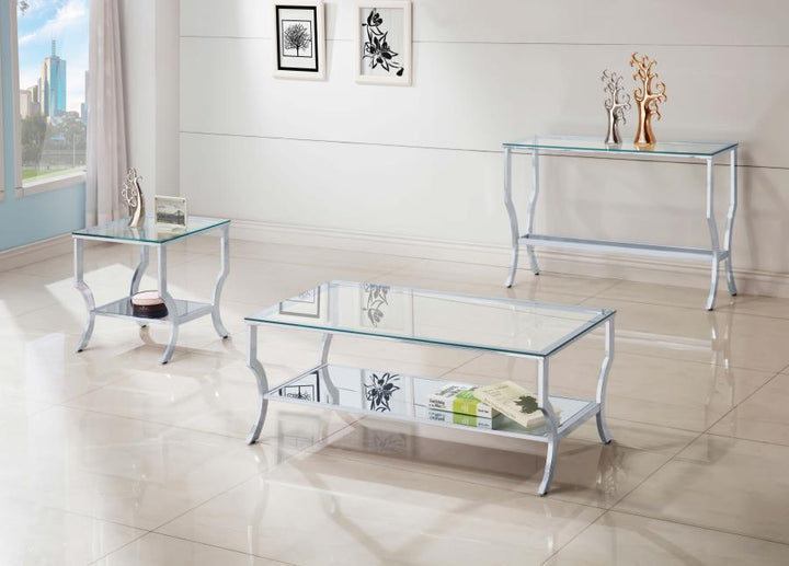 Saide - Rectangular Glass Top Coffee Table - Chrome Coffee Table modern furniture Contempo Furniture