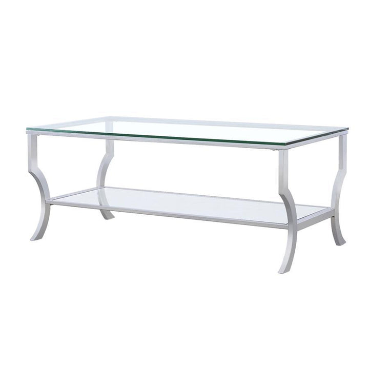 Saide - Rectangular Glass Top Coffee Table - Chrome Coffee Table modern furniture Contempo Furniture