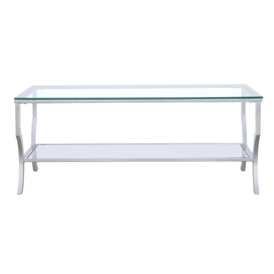 Saide - Rectangular Glass Top Coffee Table - Chrome Coffee Table modern furniture Contempo Furniture