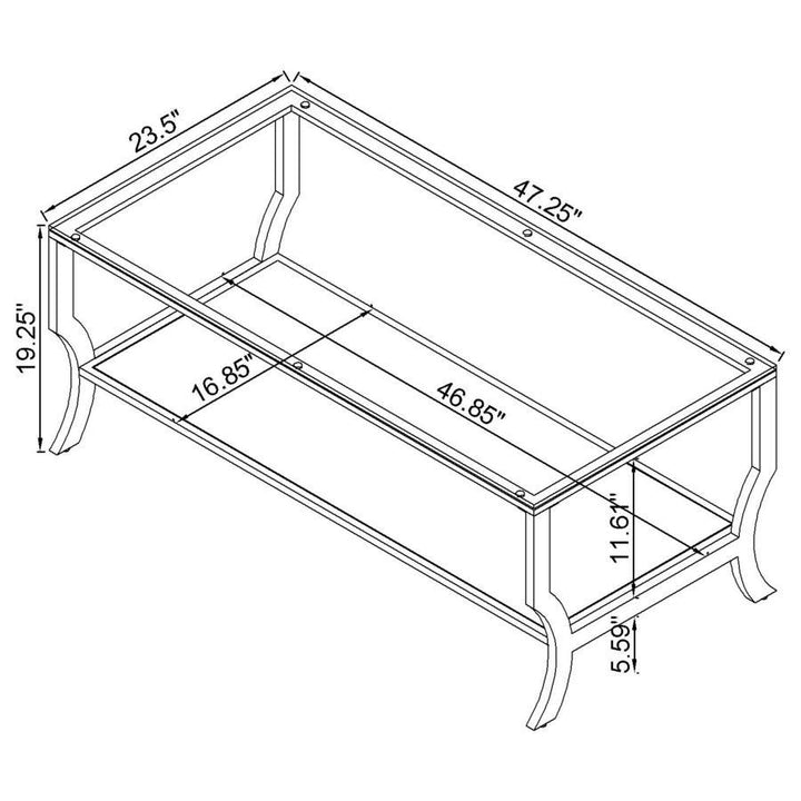 Saide - Rectangular Glass Top Coffee Table - Chrome Coffee Table modern furniture Contempo Furniture