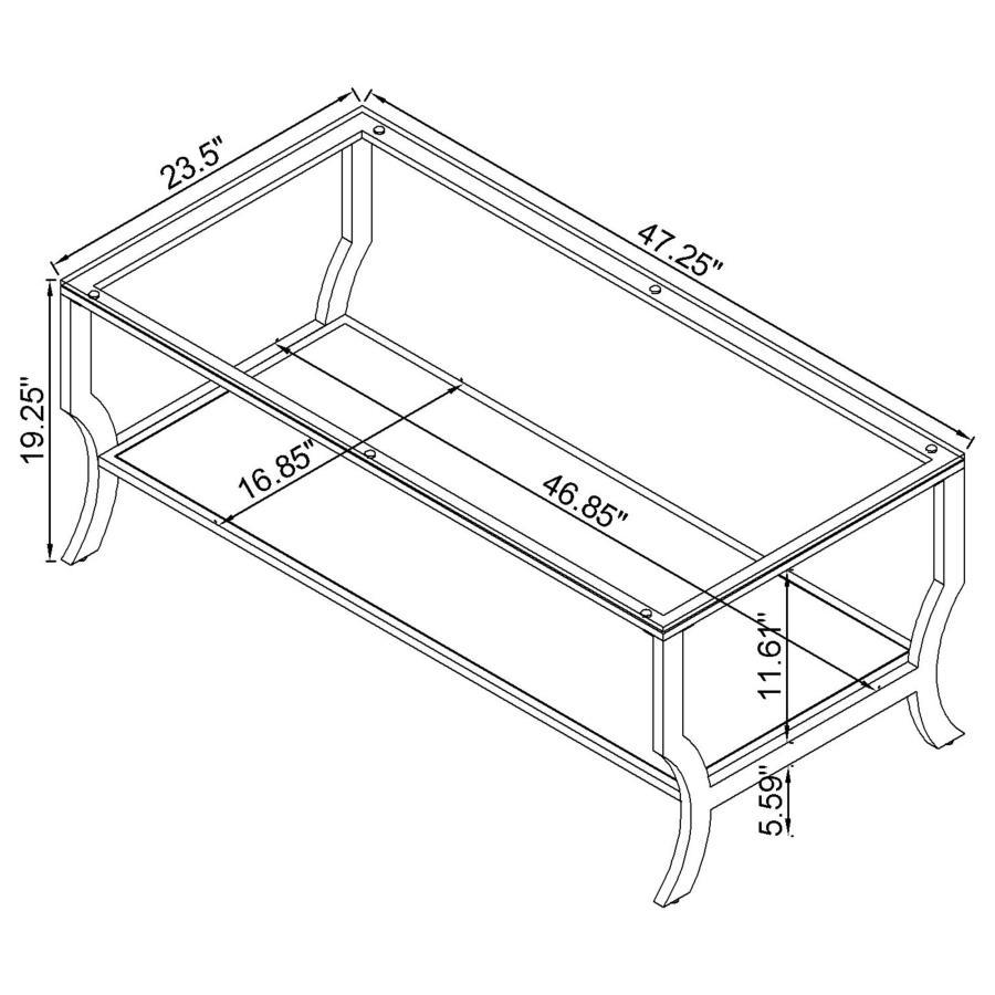 Saide - Rectangular Glass Top Coffee Table - Chrome Coffee Table modern furniture Contempo Furniture