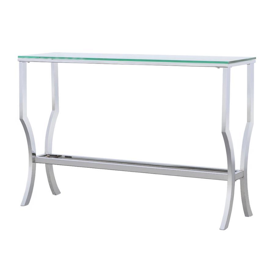 Saide - Rectangular Glass Top Entryway Console Table - Chrome Console Table modern furniture Contempo Furniture
