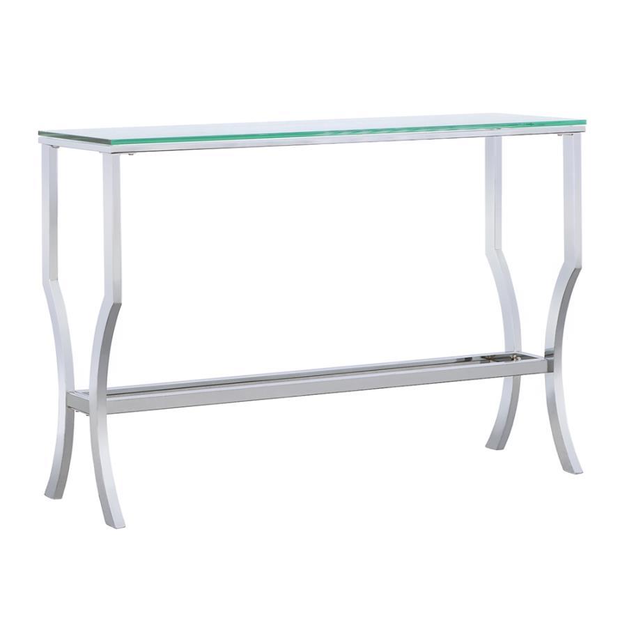 Saide - Rectangular Glass Top Entryway Console Table - Chrome Console Table modern furniture Contempo Furniture