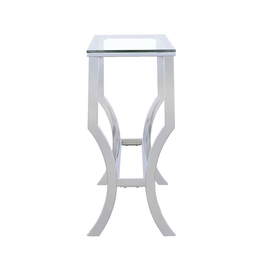 Saide - Rectangular Glass Top Entryway Console Table - Chrome Console Table modern furniture Contempo Furniture