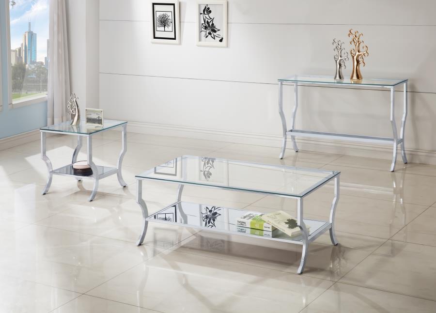 Saide - Square Glass Top Side End Table - Chrome End Table modern furniture Contempo Furniture