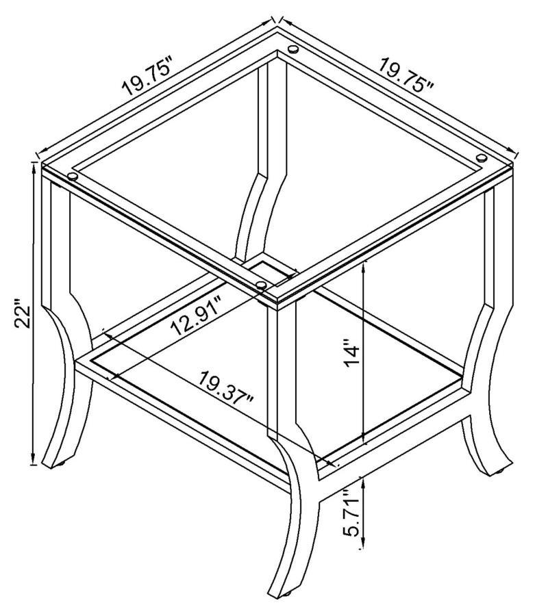 Saide - Square Glass Top Side End Table - Chrome End Table modern furniture Contempo Furniture