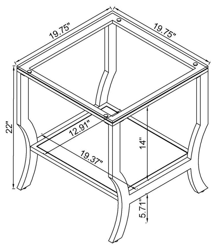 Saide - Square Glass Top Side End Table - Chrome End Table modern furniture Contempo Furniture