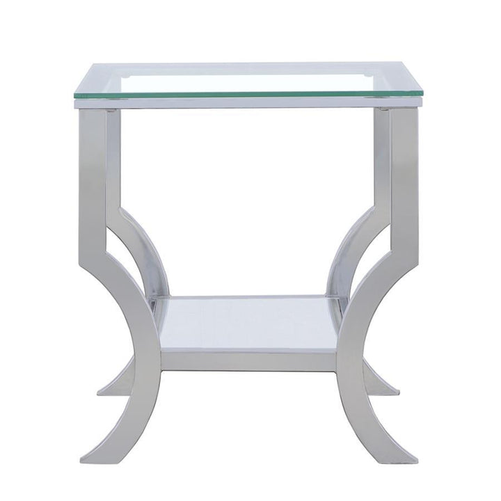 Saide - Square Glass Top Side End Table - Chrome End Table modern furniture Contempo Furniture
