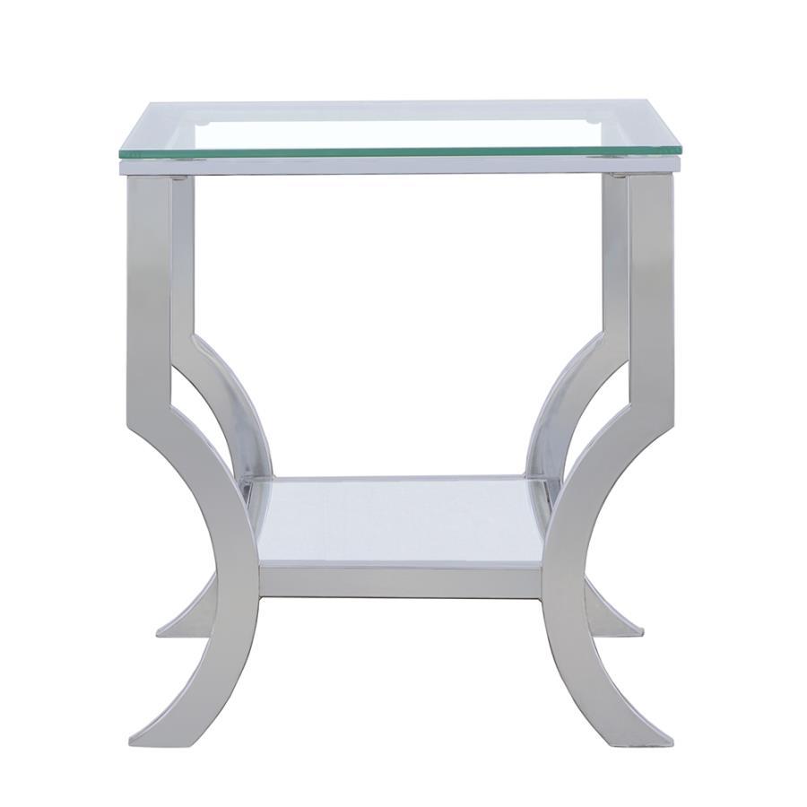 Saide - Square Glass Top Side End Table - Chrome End Table modern furniture Contempo Furniture