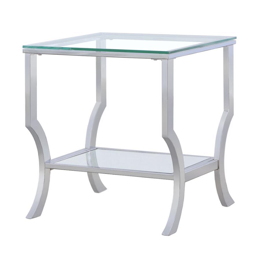 Saide - Square Glass Top Side End Table - Chrome End Table modern furniture Contempo Furniture