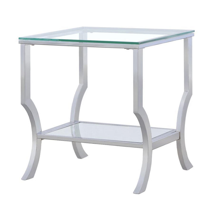 Saide - Square Glass Top Side End Table - Chrome End Table modern furniture Contempo Furniture
