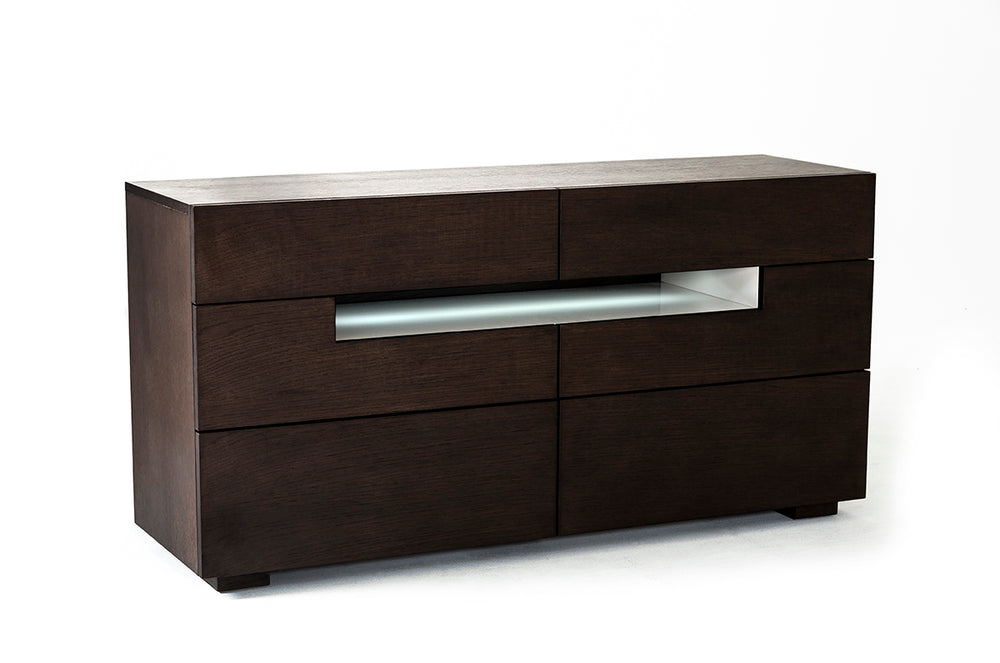 Ceres - Contemporary Brown Oak and Grey Dresser with LED Light