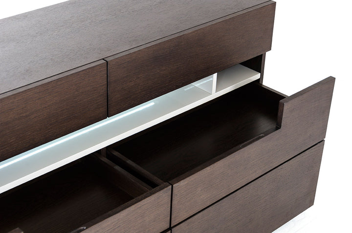 Ceres - Contemporary Brown Oak and Grey Dresser with LED Light