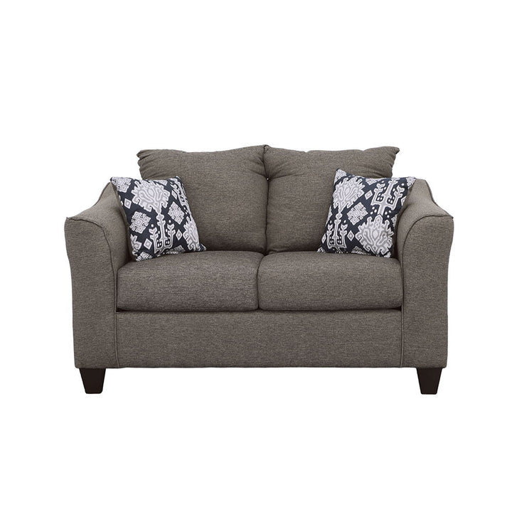 Salizar - Upholstered Flared Arm Loveseat - Charcoal Gray Stationary Loveseat modern furniture Contempo Furniture