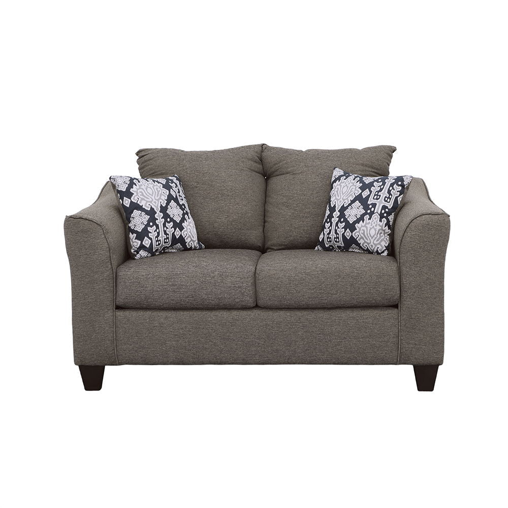 Salizar - Upholstered Flared Arm Loveseat - Charcoal Gray Stationary Loveseat modern furniture Contempo Furniture