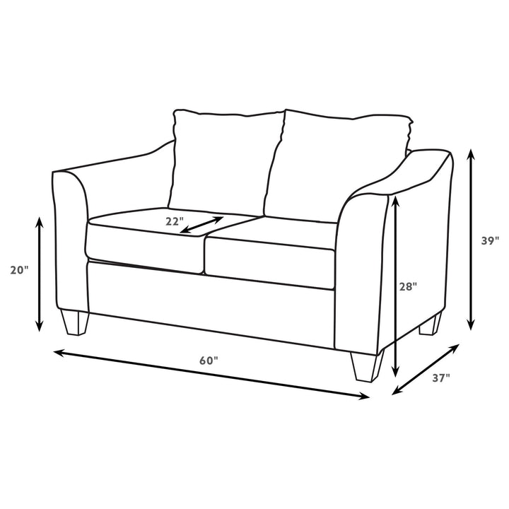 Salizar - Upholstered Flared Arm Loveseat - Charcoal Gray Stationary Loveseat modern furniture Contempo Furniture