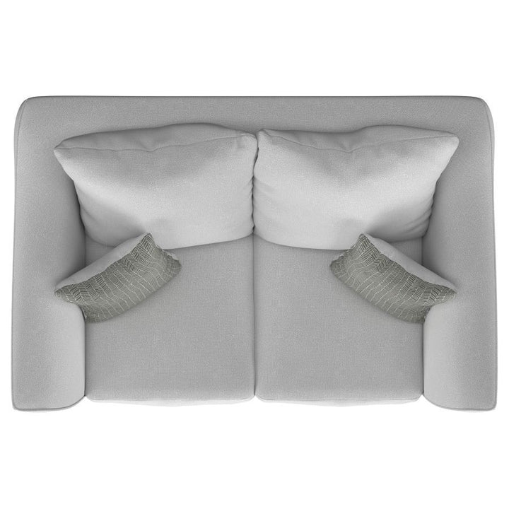 Salizar - Upholstered Flared Arm Loveseat - Sand Stationary Loveseat modern furniture Contempo Furniture