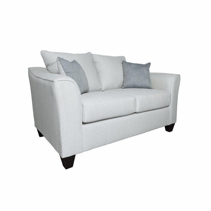 Salizar - Upholstered Flared Arm Loveseat - Sand Stationary Loveseat modern furniture Contempo Furniture