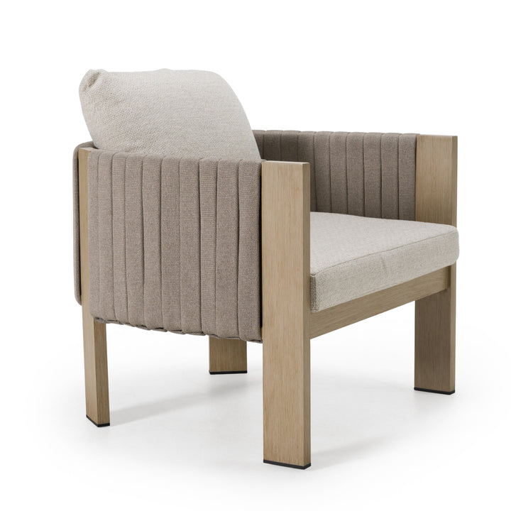 Salvora - Outdoor Beige Fabric &amp; Grey Rope Chair