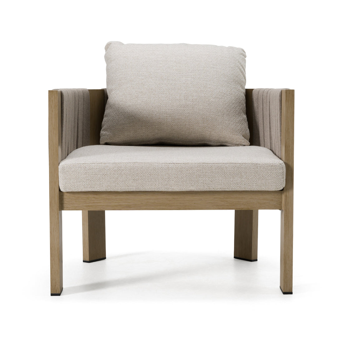 Salvora - Outdoor Beige Fabric & Grey Rope Chair