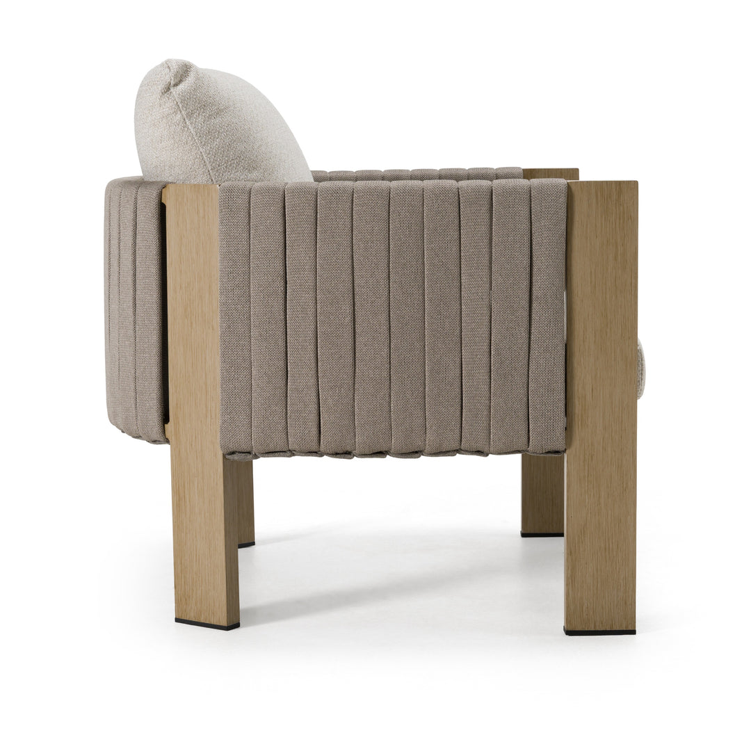 Salvora - Outdoor Beige Fabric & Grey Rope Chair