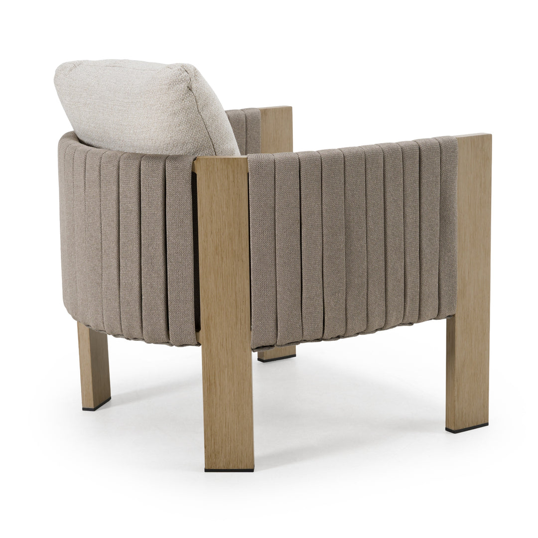 Salvora - Outdoor Beige Fabric & Grey Rope Chair