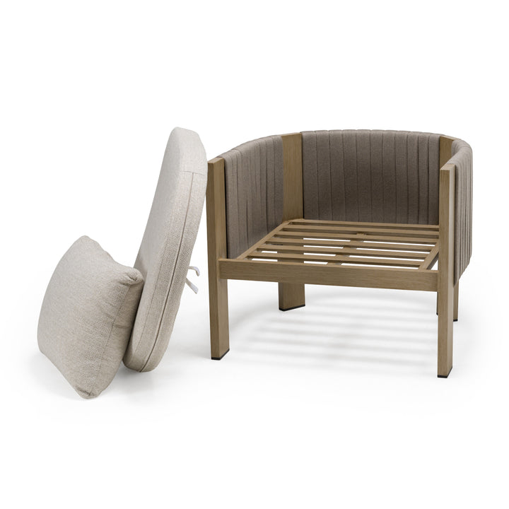 Salvora - Outdoor Beige Fabric &amp; Grey Rope Chair