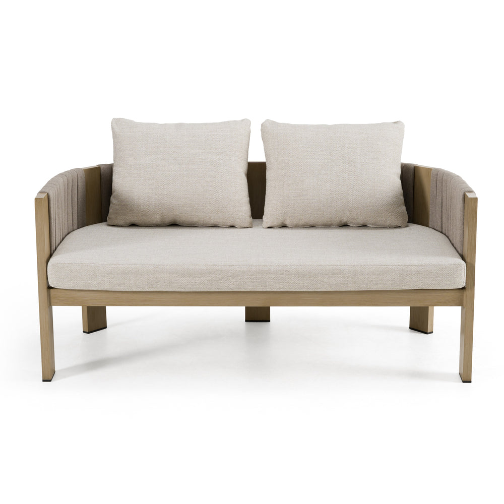 Salvora - Outdoor Beige Fabric & Grey Rope Loveseat - View 4