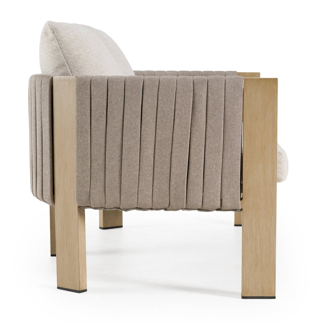 Salvora - Outdoor Beige Fabric & Grey Rope Loveseat