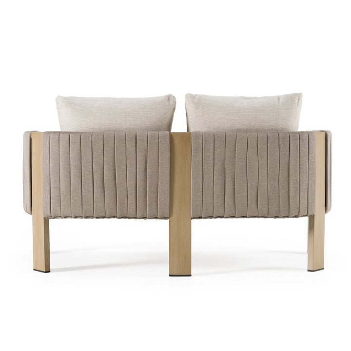 Salvora - Outdoor Beige Fabric &amp; Grey Rope Loveseat