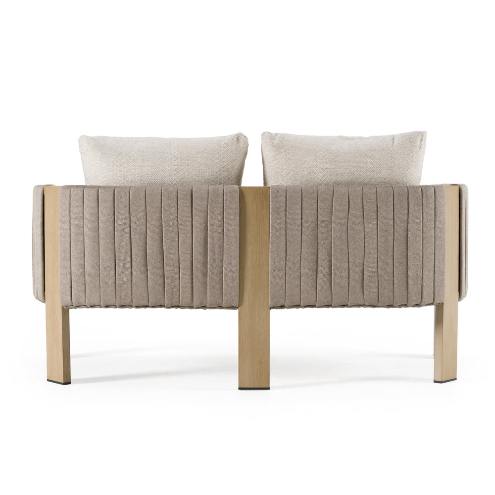 Salvora - Outdoor Beige Fabric & Grey Rope Loveseat - View 6