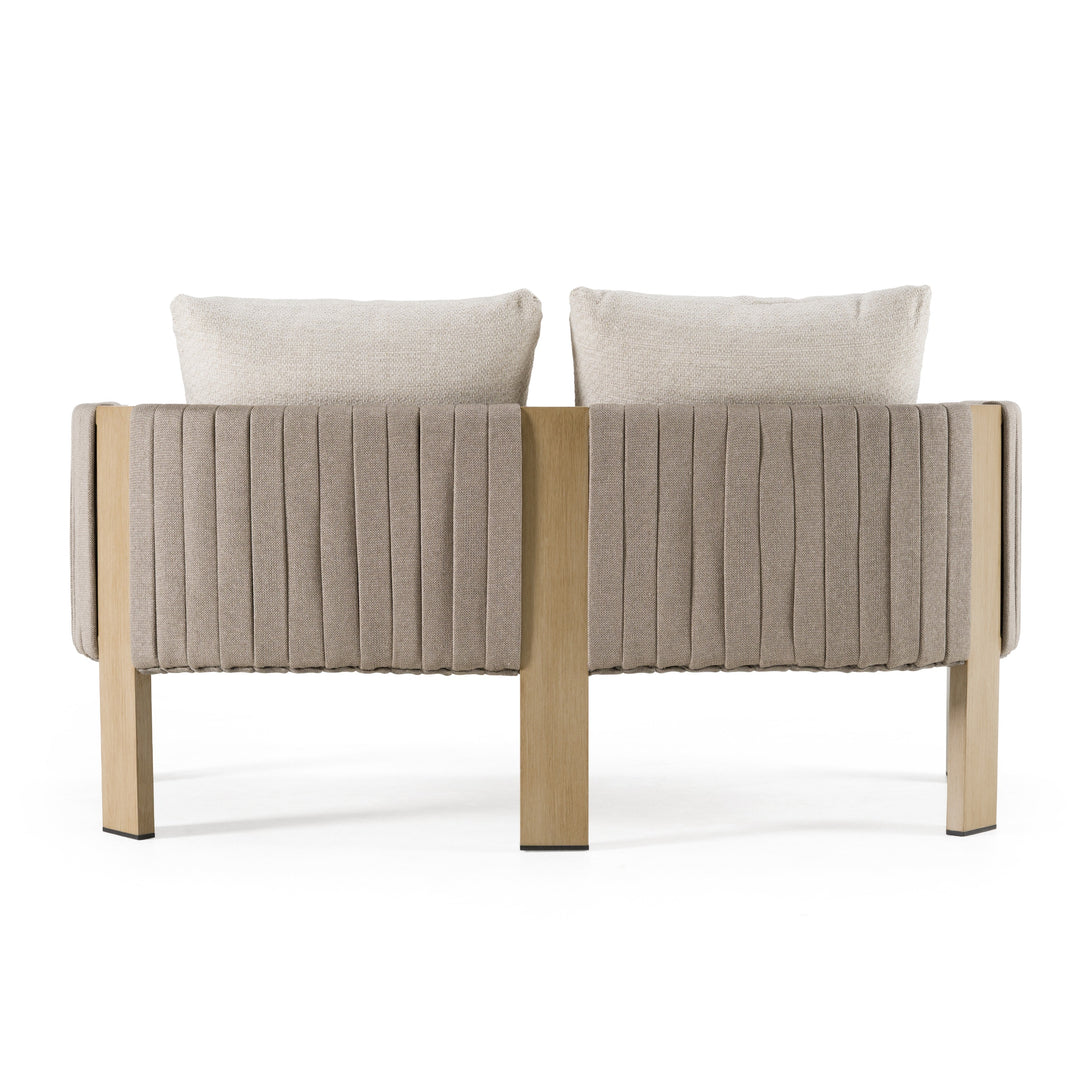 Salvora - Outdoor Beige Fabric & Grey Rope Loveseat