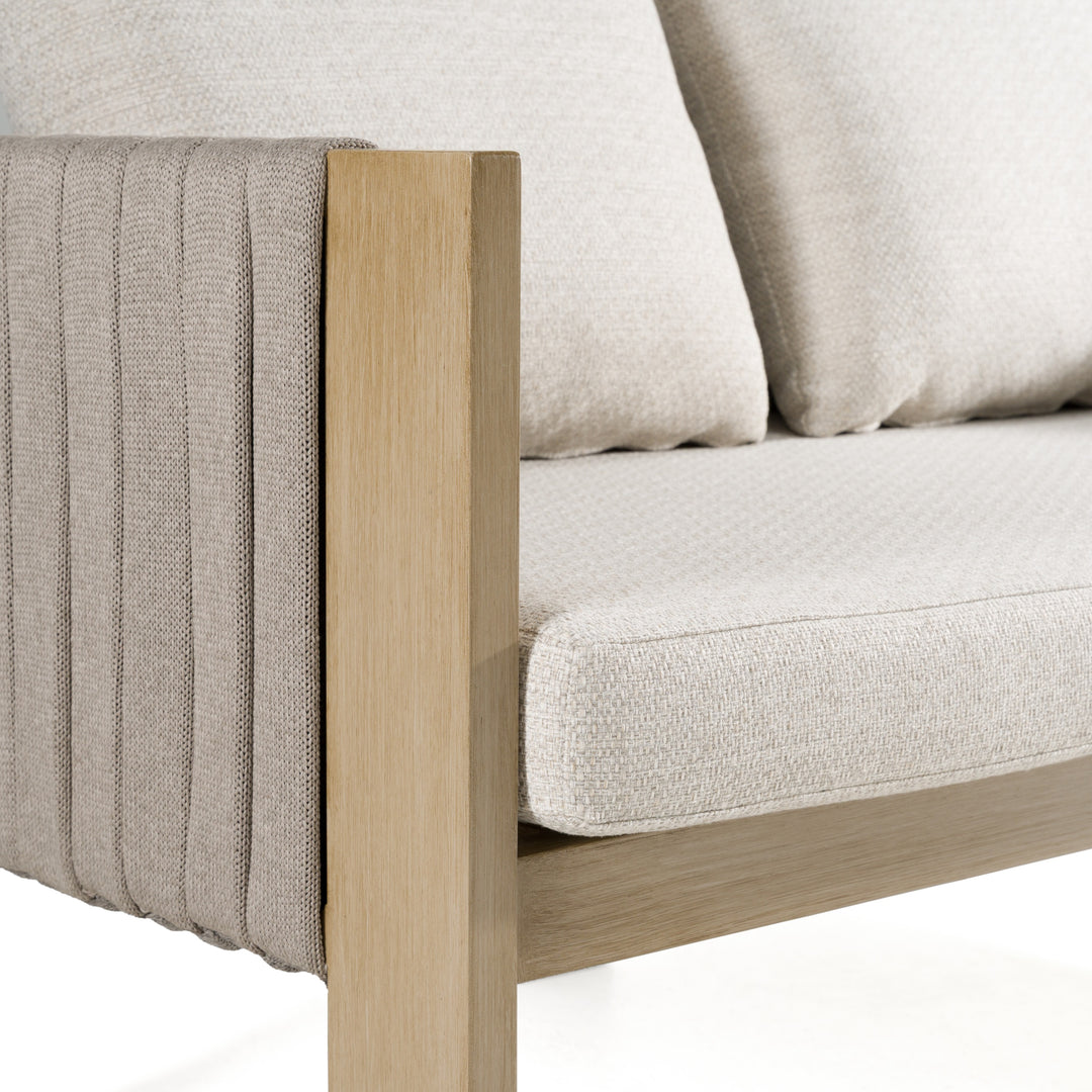 Salvora - Outdoor Beige Fabric & Grey Rope Loveseat
