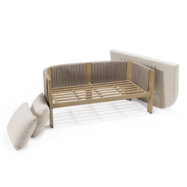 Salvora - Outdoor Beige Fabric &amp; Grey Rope Loveseat