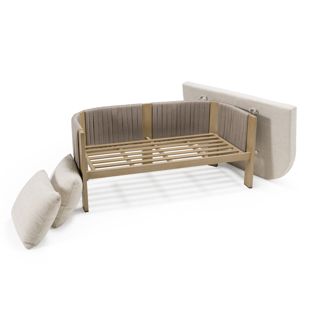 Salvora - Outdoor Beige Fabric & Grey Rope Loveseat
