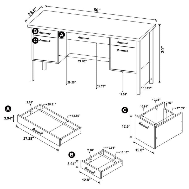 Samson - 4 - Drawer Office Computer Desk - Weathered Oak Computer Desk modern furniture Contempo Furniture