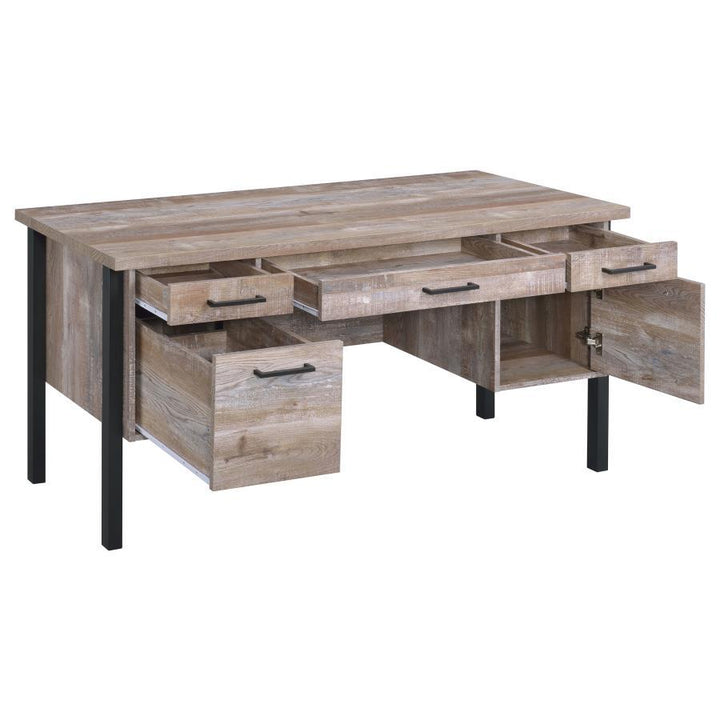 Samson - 4 - Drawer Office Computer Desk - Weathered Oak Computer Desk modern furniture Contempo Furniture