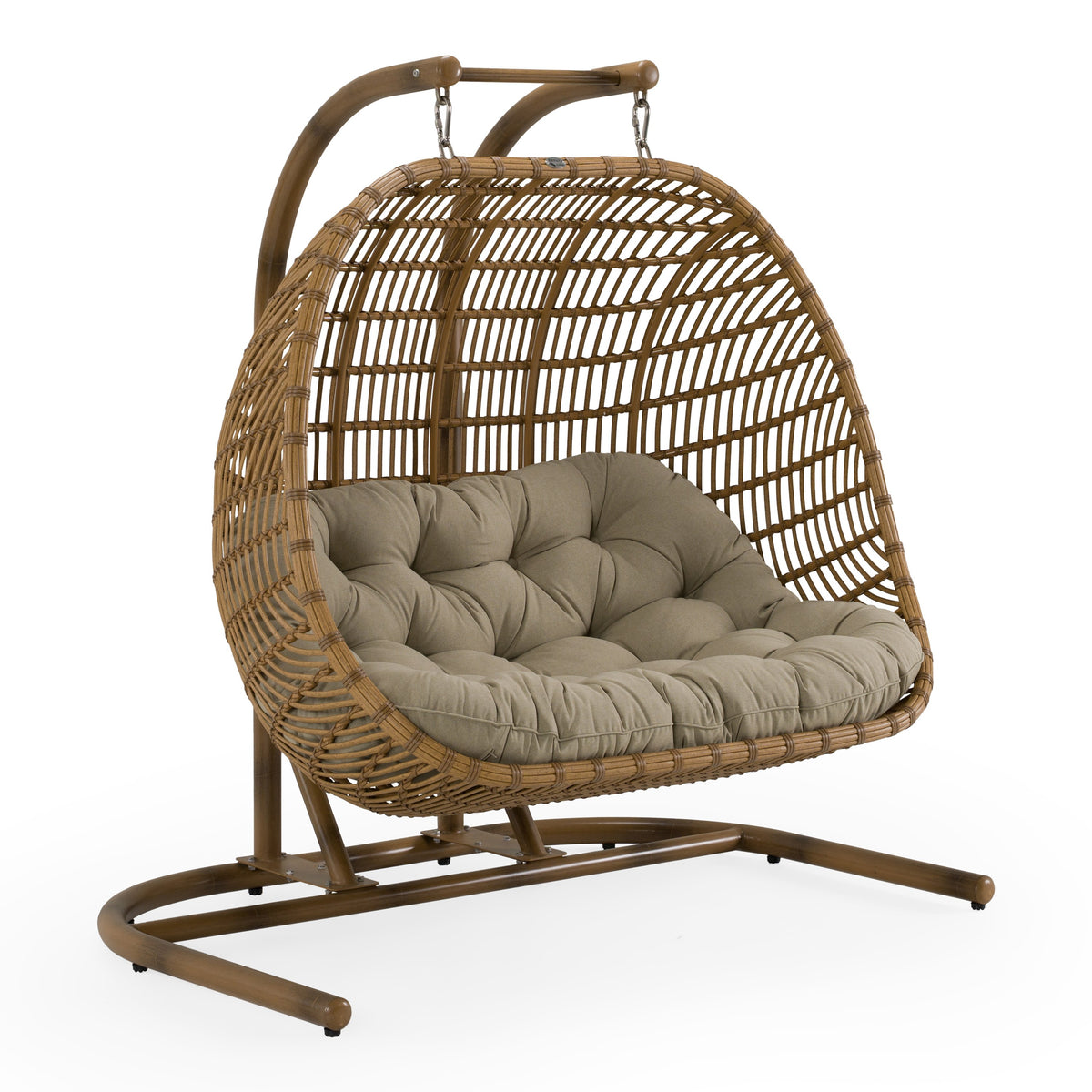 San Juan Outdoor Bamboo Brown & Beige Hanging Chair