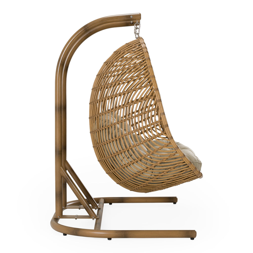 San Juan Outdoor Bamboo Brown & Beige Hanging Chair