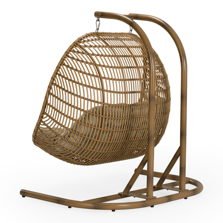 San Juan Outdoor Bamboo Brown &amp; Beige Hanging Chair